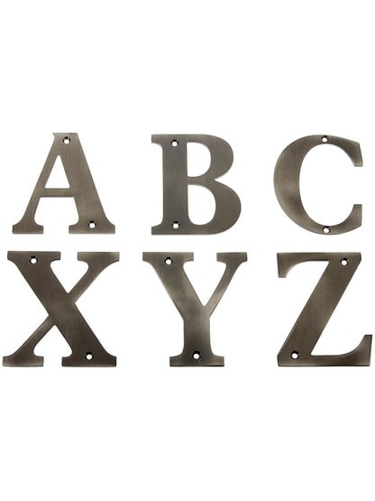Premium Brass House Letters - 4 inch Height Letter A in Antique Pewter.